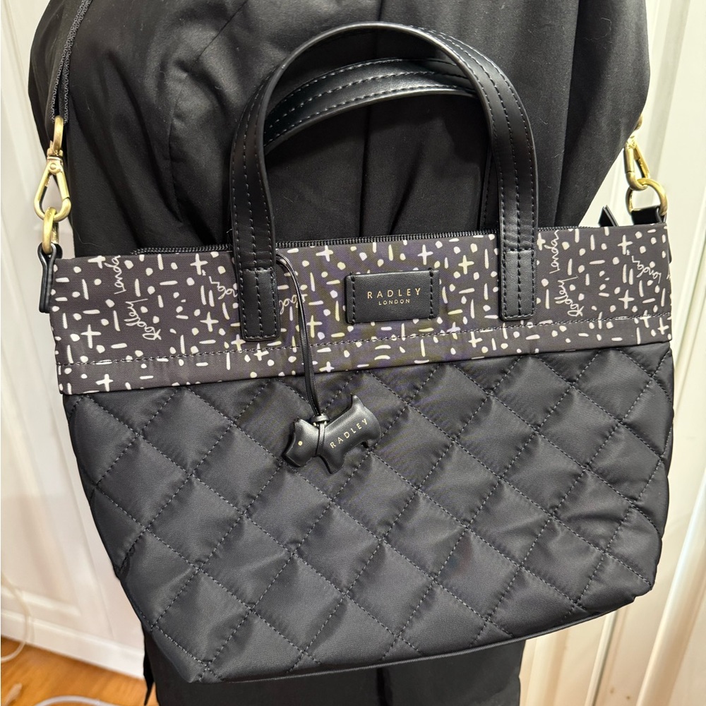 Radley London Black Quilted Tote with Chain Straps